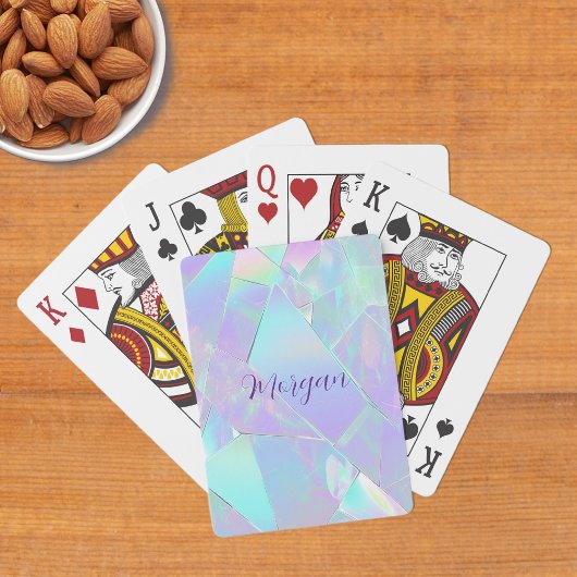 Tweekleurige iriserende ontwerp met naam in script pokerkaarten