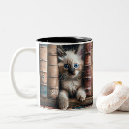 Tweekleurige Keramische Mok | Birmaanse Kitten