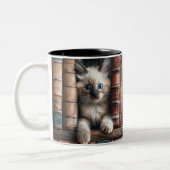 Tweekleurige Keramische Mok | Birmaanse Kitten (Links)