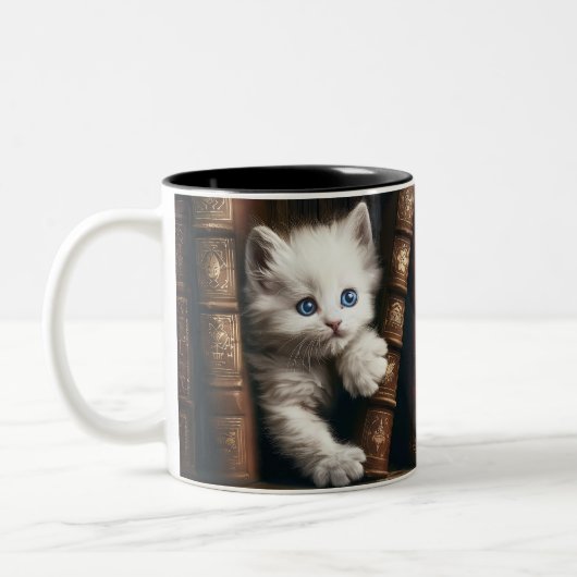 Tweekleurige kleuren keramische mok | Angora Kitte (Links)