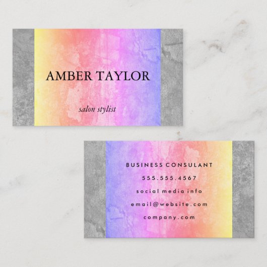 Tweekleurige Kleurrijke Grunge Textuur Visitekaartje (Voorkant / Achterkant)
