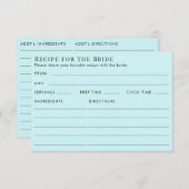 Tweekleurige lichtblauwe bruidsdouche-recept informatiekaartje (Voorkant / Achterkant)