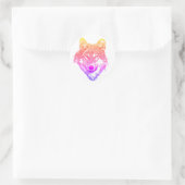 Tweekleurige Lone wolf kunst Ronde Sticker (Tas)