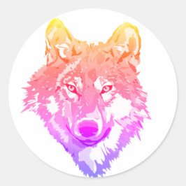 Tweekleurige Lone wolf kunst Ronde Sticker