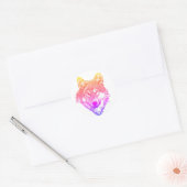 Tweekleurige Lone wolf kunst Ronde Sticker (Envelop)
