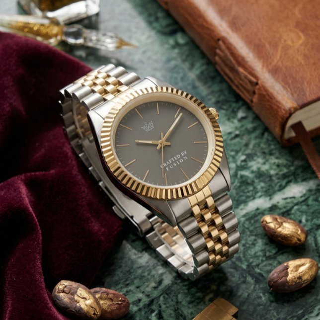 Tweekleurige luxe chrono horloge -  gegroefde rand (Creator heeft geüpload)