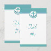 Tweekleurige marine anker receptie tafelkaart kaart (Voorkant / Achterkant)