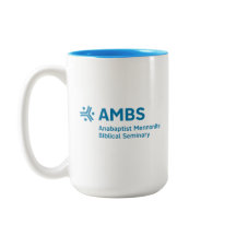 Tweekleurige mok met AMBS-logo