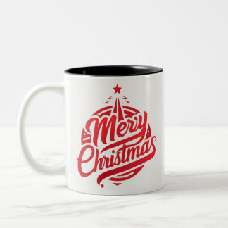 Tweekleurige mok vrolijk kerstfeest