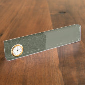 Tweekleurige Moss Green Desk naamplaat met klok Naambordje (Zijkant)