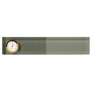 Tweekleurige Moss Green Desk naamplaat met klok Naambordje