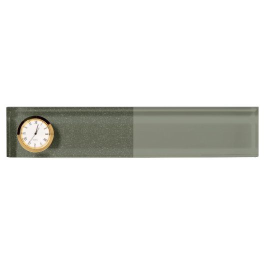 Tweekleurige Moss Green Desk naamplaat met klok Naambordje (Voorkant)