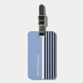 tweekleurige nautische strepen bagagelabel (Voorkant verticaal)