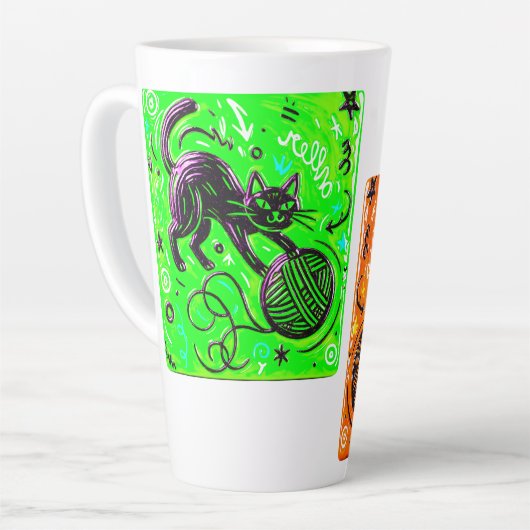Tweekleurige neonkat latte mok (Linkerhoek)