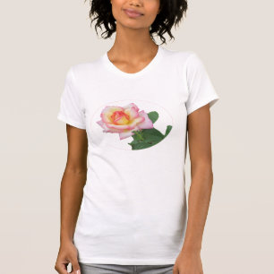 Tweekleurige roze roos t-shirt