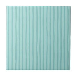 Tweekleurige Teal Strepen Tegeltje