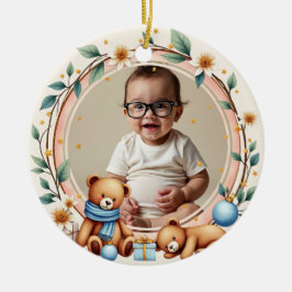 Tweekleurige Twinkle Bear Keramisch Ornament
