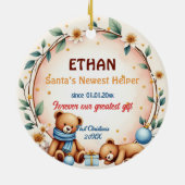 Tweekleurige Twinkle Bear Keramisch Ornament (Achterkant)