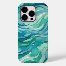 Tweekleurige waterverf oceaan golven Case-Mate iPhone 14 pro hoesje