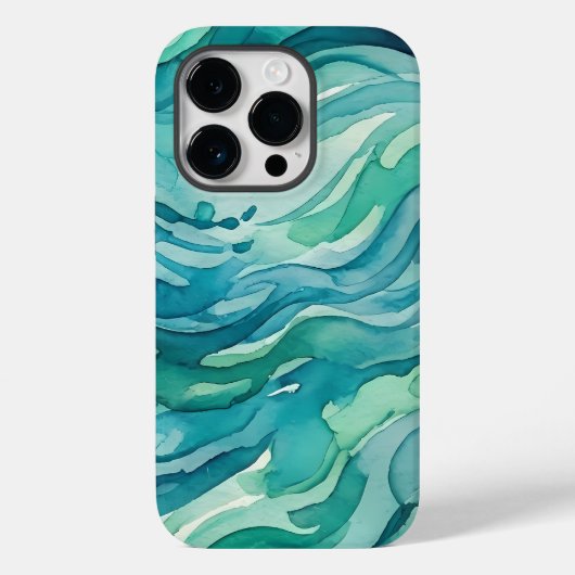 Tweekleurige waterverf oceaan golven Case-Mate iPhone case (Achterkant)