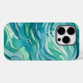 Tweekleurige waterverf oceaan golven Case-Mate iPhone case (Achterkant (horizontaal))