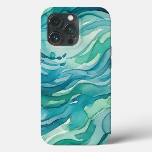 Tweekleurige waterverf oceaan golven Case-Mate iPhone case