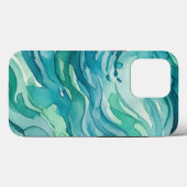 Tweekleurige waterverf oceaan golven Case-Mate iPhone case (Achterkant (horizontaal))