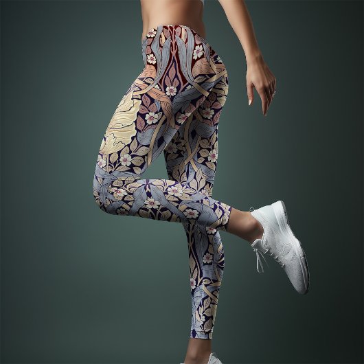 Tweekleurige Yoga Paarse Lavendel William Morris Leggings