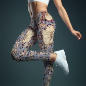 Tweekleurige Yoga Paarse Lavendel William Morris Leggings