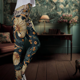 Tweekleurige yogabroek Blauwgroen Gouden Pimpernel Leggings