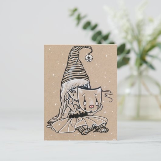 Tweekzijdig klein Pierrot Clown halloween briefkaa Briefkaart (Staand voorkant)