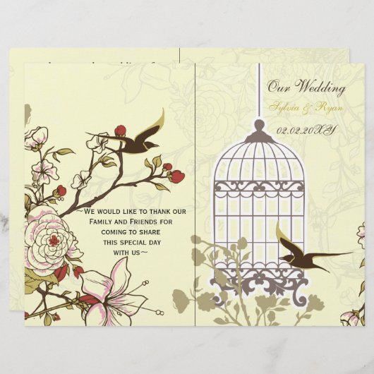 tweeledig Berichtenprogramma voor gele vogels (Voorkant / Achterkant)