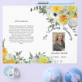 Tweeledig Geel Rozen Uitvaartprogramma Flyer (Enkel)