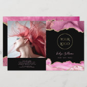 tweeledige brochure warme roze agate (Voorkant / Achterkant)