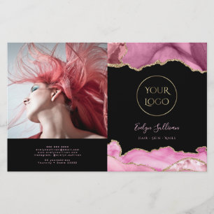 tweeledige brochure warme roze agate