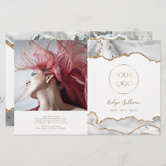 tweeledige brochure wit agate (Voorkant / Achterkant)