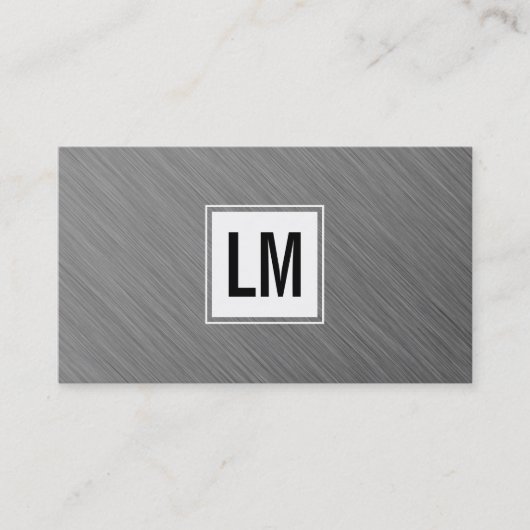 Tweeletter monogram witte doos en metaal visitekaartje (Voorkant)