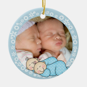 Tweeletterige kerstversiering keramisch ornament