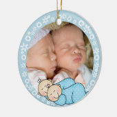 Tweeletterige kerstversiering keramisch ornament (Links)