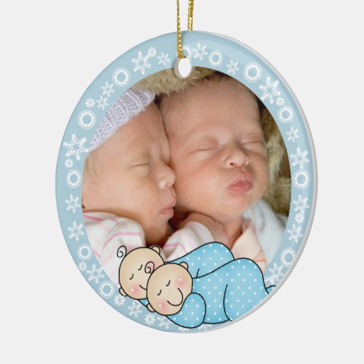 Tweeletterige kerstversiering keramisch ornament (Links)