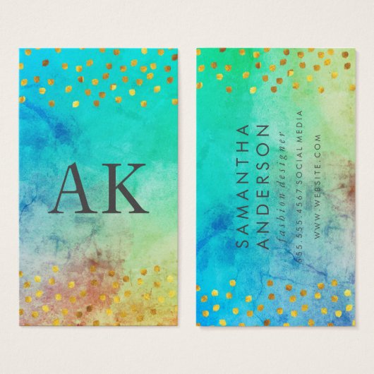 Tweeletterige monogram  met goudspecs visitekaartje (Voorkant /achterkant)