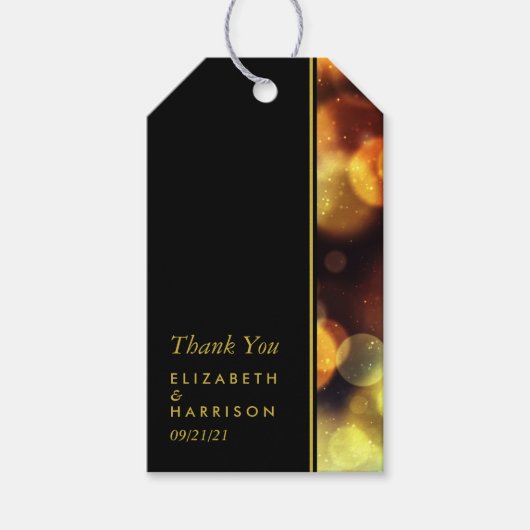 Tweelicht Bokeh Lichten Trouw Favor Cadeaulabel (Voorkant)