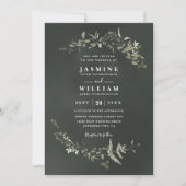 Tweelicht Groenery Rustieke Elegante QR Code Trouw Kaart (Voorkant)