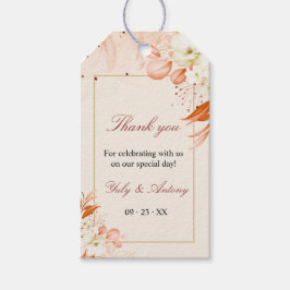 Tweelicht Perzik Terracotta Magische Flora Bruilof Cadeaulabel