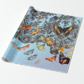 TWEELIGE BUTTERFLIES EN LOKWAPENPAPIER CADEAUPAPIER (Uitgerold)