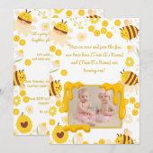 Tweeling 1e Verjaardag Feest Uitnodiging Bumble Be (Voorkant / Achterkant)