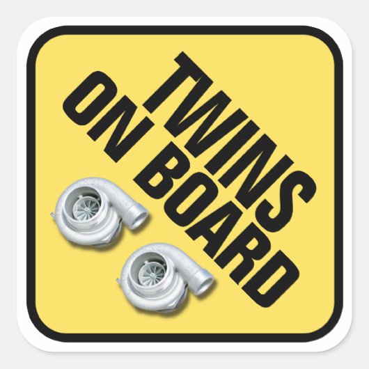 Tweeling aan boord - Twin Turbo Vierkante Sticker (Voorkant)