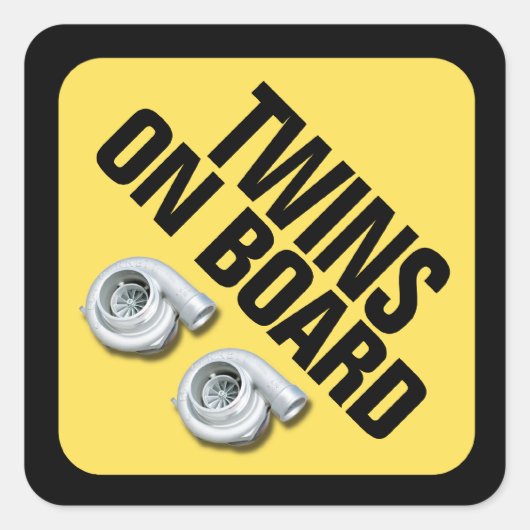 Tweeling aan boord - Twin Turbo Vierkante Sticker (Voorkant)