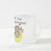 Tweeling Aap Jongen en Meisje 2e Verjaardag Matglas Koffiemok (Voorkant rechts)