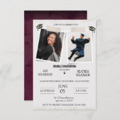 Tweeling afstudeeruitnodiging kaart (Voorkant / Achterkant)